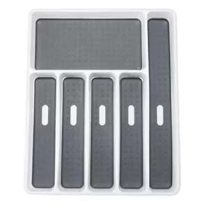 Large Silverware Tray White Kitchen Cutlery Tray Drawer Organizers 6compartments - Picture 1 of 5