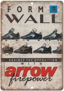 Arrow Firepower Soccer Cleat Ad 12" x 9" Reproduction Metal Sign ZE76 - Picture 1 of 1