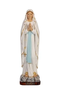 Statue Der Madonna von Lourdes CM 50 IN Harz Dekoriert Handbemalt Italienisch - Bild 1 von 1