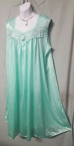 Only Necessities Green Nightgown Sleeveless Calf  Nylon Plus 2X 60"  - Picture 1 of 4
