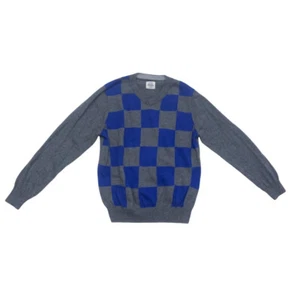 B12-Boden, 5/6Y, l/s cotton sweater cardigan (Gray/Blue Check) - Picture 1 of 2