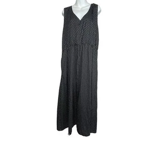 Draper James RSVP Dress Sz XXL Black White Polka Dots Sleeveless V-Neck Tie Back - Picture 1 of 5