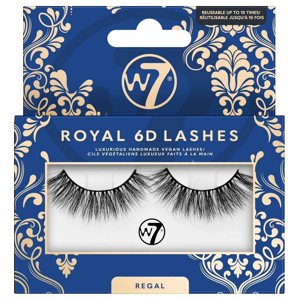 W7 COSMETICS W7 Royal 6D Lashes Regal - Falsche Wimpern lang wiederverwendbar Party Eyes schwarz