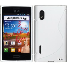 Silicone Case for LG Optimus L5 White S-Style + 2 Protectors