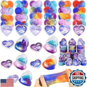 28 PCS Galaxy Slime Valentines Day Gift with Greeting Cards, Valentines Class - Picture 1 of 5