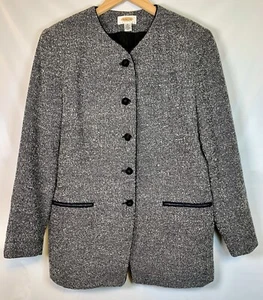 Blazer para mujer Talbots Petites Lambs mezcla de lana blanco negro tweed talla 12” - Imagen 1 de 6