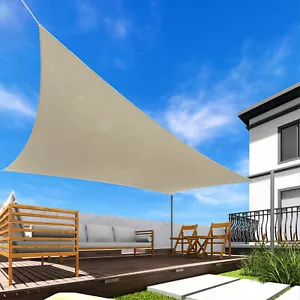 Custom Size Beige Rectangle Sun Shade Sail Fabric Awning Cover Canopy 5' to 24' - Picture 1 of 11
