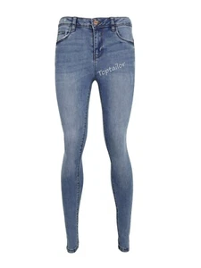 Pantalones de mezclilla de spandex súper ajustados para damas Ex ChainStore cintura alta rasgada - Imagen 1 de 7