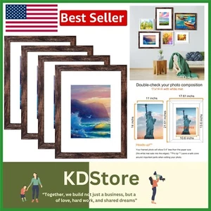 Elegant Rustic Brown Picture Frames - 4PCS for Vertical & Horizontal Display - Picture 1 of 11