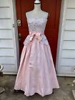 Vintage Victor Costa Taffeta Gown Prom Wedding Lace Strapless Peplum Sz S Pink