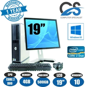 WINDOWS 10 COMPUTER DELL DESKTOP PC INTEL CORE 2 DUAL 4GB RAM 500GB HDD 19''TFT - Picture 1 of 1