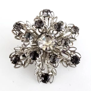 Vintage Schneeflocke grau Strass Spitze silberfarben Pin 1-5/16 Zoll klein - Bild 1 von 3