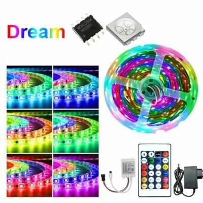 Dreamcolor LED Strip Lights 16.4FT RGBIC WS2811 Rainbow Rooms TV Strip 5m DC Set - Image 1 of 4