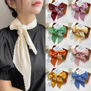 Elegant Long Skinny Hair Scarf DIY Handle Bag Ribbons Crinkle Silk Satin Sca 」 - Picture 1 of 36