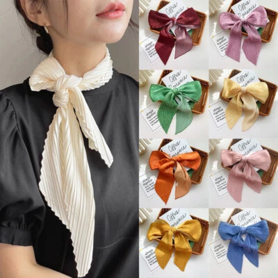 Elegant Long Skinny Hair Scarf DIY Handle Bag Ribbons Crinkle Silk Satin Sca 」 - Image 1 of 4