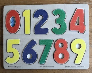Vintage 1990’s Wooden Puzzle Lights, Camera, Interaction “See Inside Numbers” - Picture 1 of 11