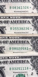 Series 2013 B Duplicate Star Note Error One Dollar Bill Washington DC Print X4. - Picture 1 of 5