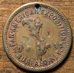 1901 Buffalo, Nueva York NY Exposición Panamericana Feria Mundial Medalla Ficha - Imagen 1 de 4