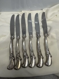 6 Wallace Waltz Of Spring Sterling Silver Handle Luncheon Knives No Monogram 9" - Picture 1 of 8