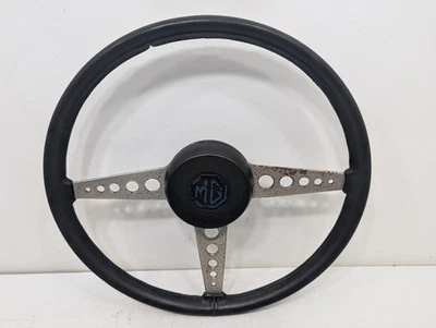 Vintage MG MGB Midget 70-76 Original Steering Wheel Assembly Horn Pad OEM Used - Image 1 of 4