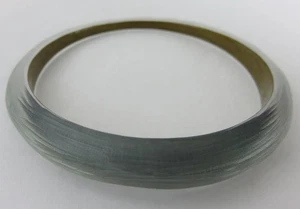 Bracciale Alexis Bittar Lucite Argento Smerigliato-Grigio Conico Firmato 2,75" - Foto 1 di 6