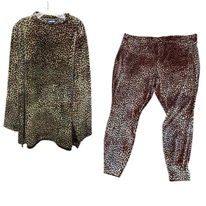 Lands End Sz 3X Velour Knit Leopard Outfit - Picture 1 of 5