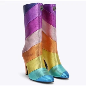 Kurt Geiger Rainbow Striped Metallic Heeled Boots Size 39 / US 8,5 Flaw - Bild 1 von 9