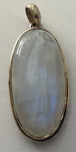 NATÜRLICHER OVALER BLAUER REGENBOGEN MONDSTEIN 925 STERLING SILBER ANHÄNGER FILIGRAN - Bild 1 von 5