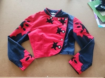 Серебряный Mesa винтажный красный/черный Western шоу куртка женщин S линия танцы замшевые акценты - Изображение 1 из 4