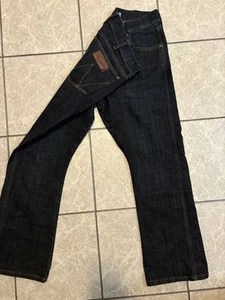 Wrangler Retro Slim Boot Cut Jeans Mens 34x30 Blue Dark Wash Denim Workwear - Picture 1 of 15