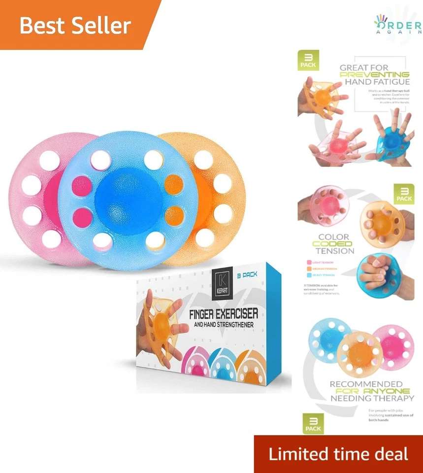 Finger Exerciser & Hand Strengthener 3 PackLight Medium Heavy