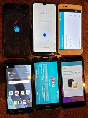 Lot of 6 LG K7 Phoenix 3 & 4 & 5 Smartphone Broken Fast Ship - Image 1 of 2