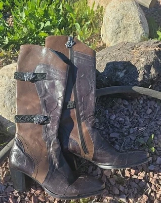 Siren by Mark Nason Cremallera Hebilla Lateral y Correas Bota Talla 7 Hecho en Italia  Foto 1 de 4