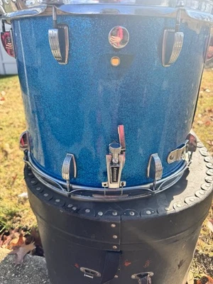 Ludwig Marching Snare Drum 1980 - Blue Sparkle 15x 12 - Image 1 of 4