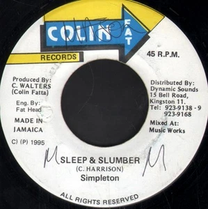 Simpleton Sleep & Slumber 7" vinyl Jamaica Colin Fat 1995 writing on A-side - Picture 1 of 2