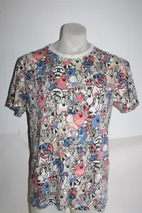 Vintage STUSSY Shirt With Funky Graphic OverPrint Size Large Made in USA - Picture 1 of 7
