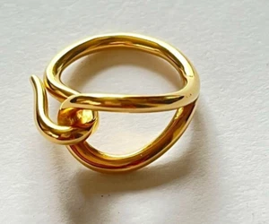 Auth HERMES Scarf Ring Only Jumbo 0.98inch Gold Tone Used Not Box From Japan - Picture 1 of 7