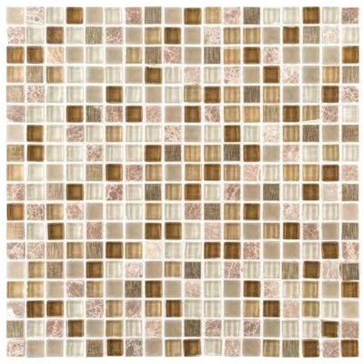 Glass Mosaic Tile Warm Topaz Beige/Cream 11.75 in. x 11.75 in. - Image 1 of 4