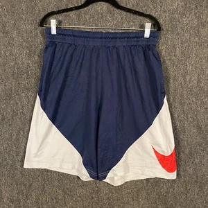 Nike HBR Mens Size XL Basketball Shorts Navy Grey Red Drawstring Pockets Swoosh - Picture 1 of 15