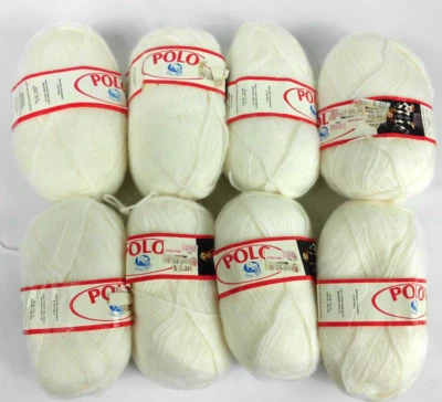 De colección Lana Moro POLO Hilo Acrílico Cepillado Blanco #208 Lote de 8 Tejer Worsted Foto 1 de 4