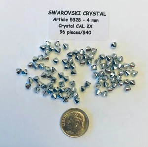 Swarovski® Bicone Beads #5328 - 4mm - CRYSTAL COMET ARGENT LIGHT 2X - 96 Pieces - Picture 1 of 1