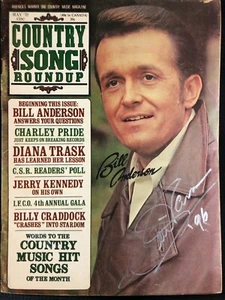 BILL ANDERSON SIGNED VINTAGE COUNTRY SONG ROUNDUP MAGAZINE / BAS BECKETT COA! - Picture 1 of 2