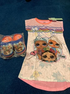 NWT L.O.L SURPRISE NIGHTGOWN with SLIPPERS (SIZE 6/6X) - Picture 1 of 2