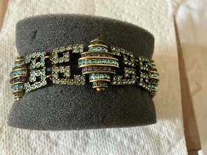   Heidi Daus SWAROVSKI Crystal Shell GOLD   Blue STONE BRACELET SPECTACULAR  - Picture 1 of 5