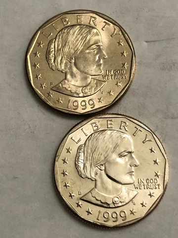 1999-P & 1999-D gem BU Susan B Anthony dollars. SBA $ (exact coins shown) #3 Cover