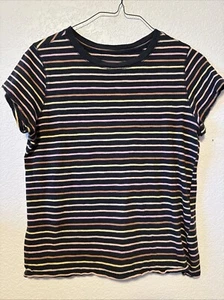 UNIVERSAL THREAD Wmn Striped Crew Neck S/S Fitted T-Shirt sz Large Gray - Bild 1 von 6