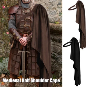 Medieval Half Shoulder Shawl Cape Knight Halloween Costume Steampunk Cosplay - Picture 1 of 14