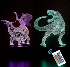 3D Dinosaur Night Light for Boys,Decorative LED Bedside Table Lamp for Kids Room - Picture 1 of 6