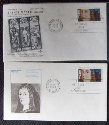 Canada  2 FDC JEANNE MANCE, Ottawa 1973 with text. - Image 1 of 2