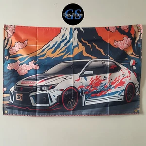 Honda Civic Sakura JDM Garage Flag Banner Car Shed Home Wall Hanging Gift 3x2ft - Picture 1 of 8